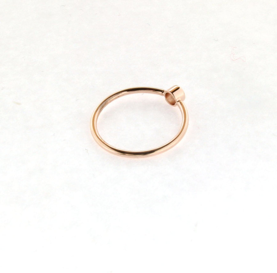 Solid 14k Rose Gold .10ct Diamond Minimalist Dainty Bezel Set Ring