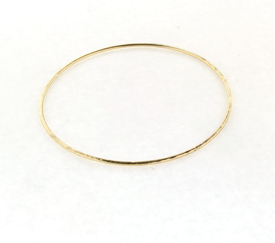 Solid 14kt Yellow Gold 1.3mm Hammered Handmade Bangle