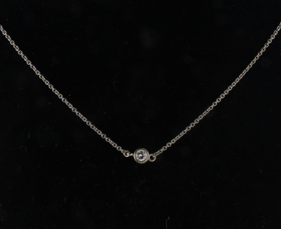 Solid 14kt Gold Bezel Set Diamond Solitaire Necklace