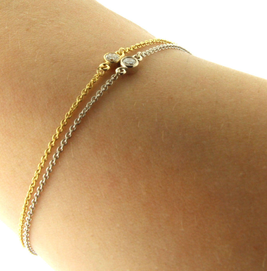 Solid 14kt Gold Bezel Set Diamond Bracelet