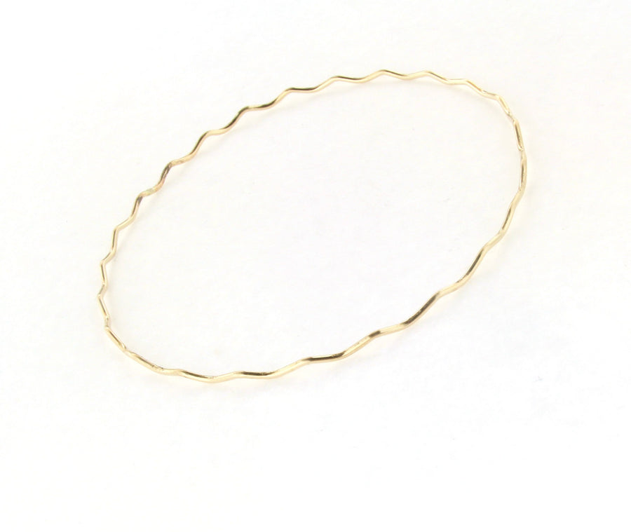 Solid 14kt Rose Gold 1.3mm Wave Textured Handmade Bangle