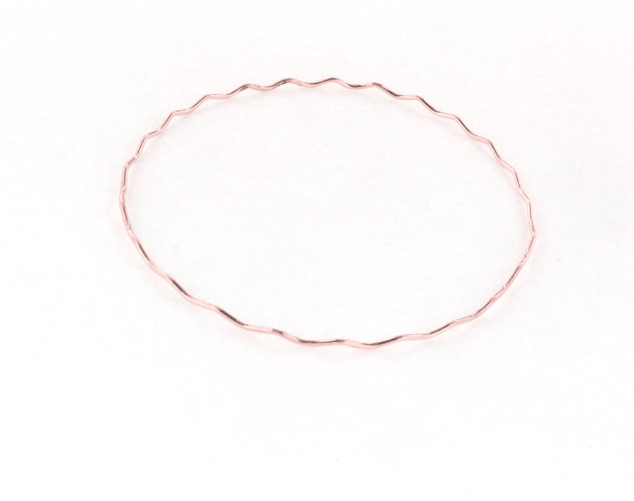 Solid 14kt Rose Gold 1.3mm Wave Textured Handmade Bangle