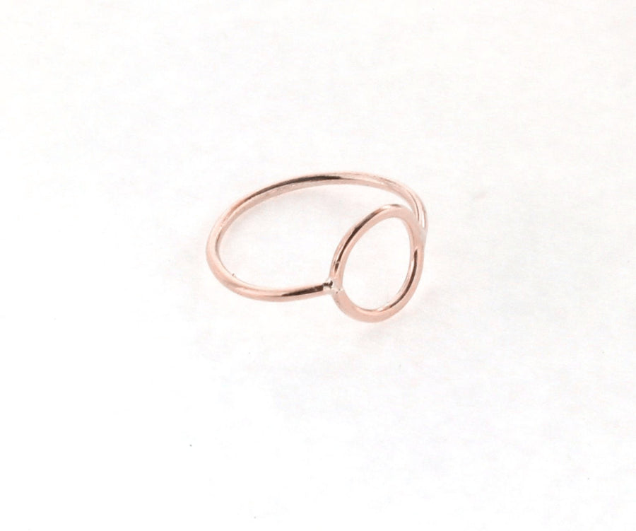 Solid 14kt White Gold Minimalist Open Circle Ring