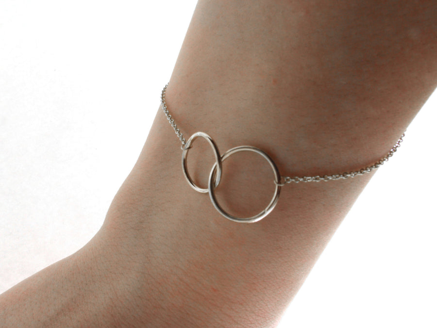 Solid 14kt Rose Gold Double Interlocking Circle Bracelet