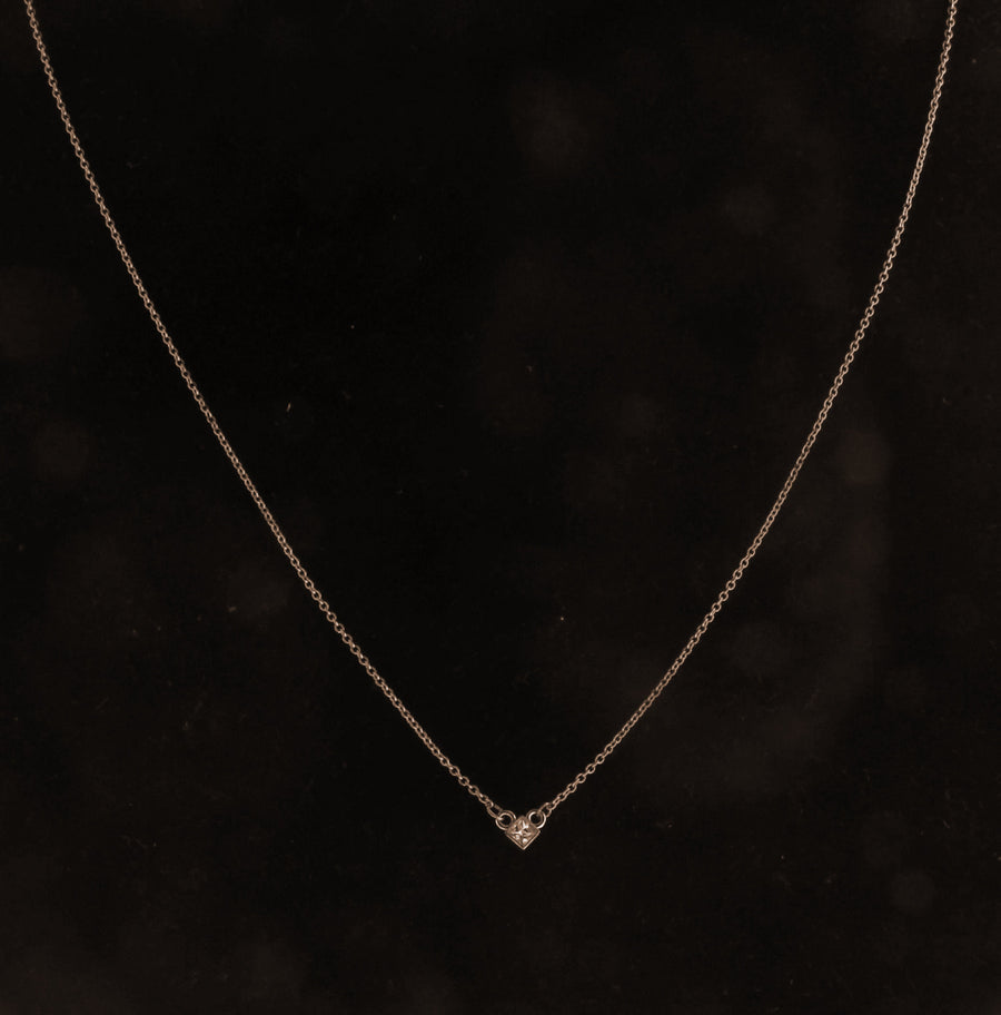 Solid 14kt Yellow Gold Princess Cut Bezel Set Diamond Necklace