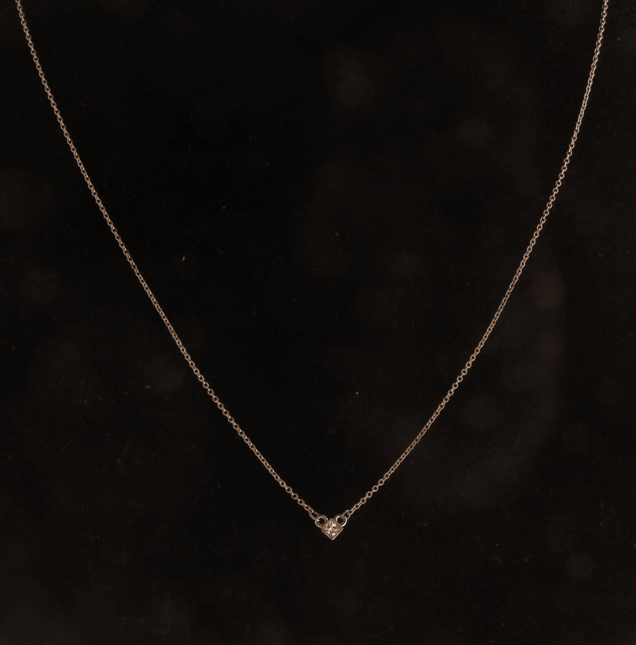 Solid 14kt Rose Gold Princess Cut Bezel Set Diamond Solitaire Necklace