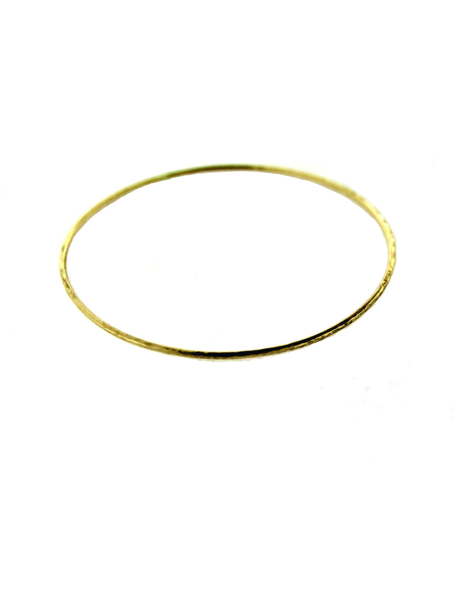 Solid 14kt Yellow Gold 1.3mm Hammered Handmade Bangle