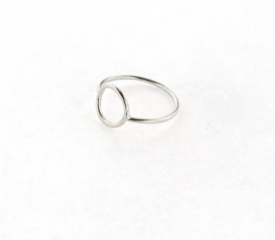 Solid 14kt White Gold Minimalist Open Circle Ring