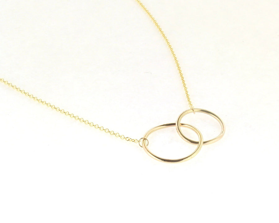 14kt Yellow Gold Intertwining Two Circle Necklace