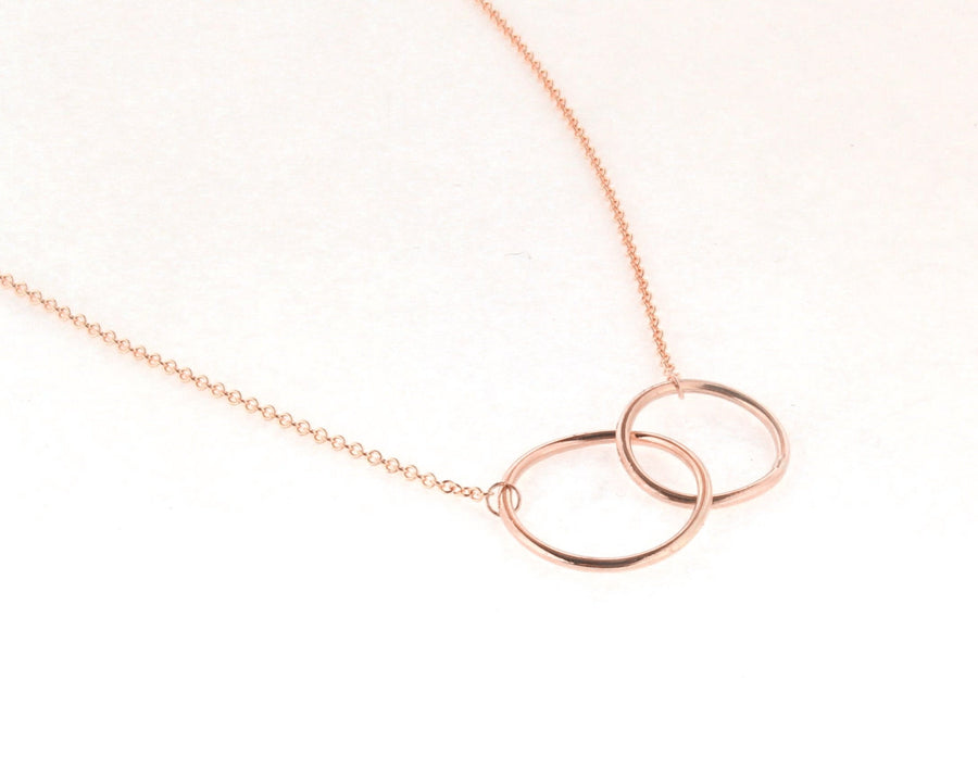 14kt White Gold Intertwining Minimalist Two Circle Necklace