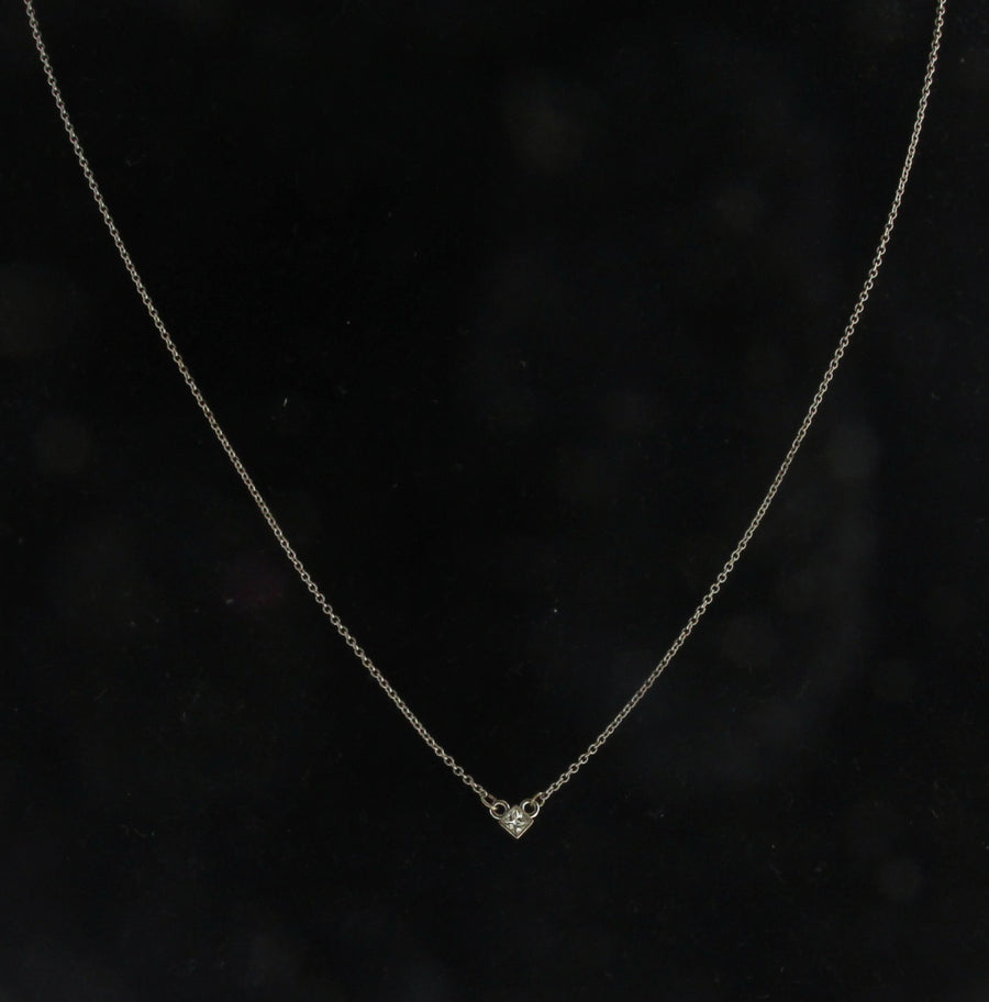 Solid 14kt Yellow Gold Princess Cut Bezel Set Diamond Necklace