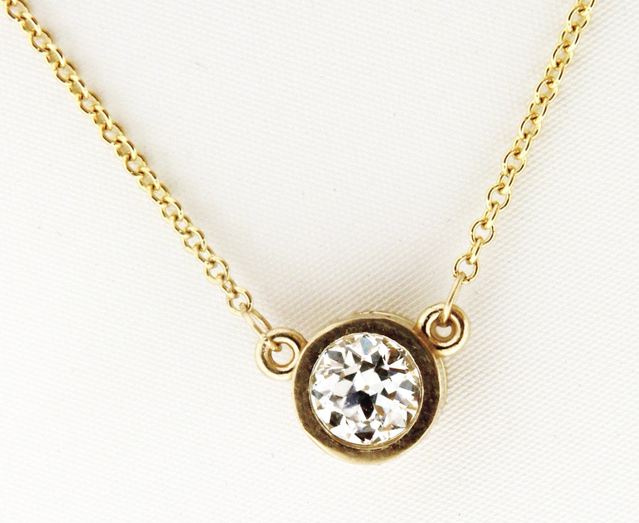 14kt Yellow Gold Bezel Set .50ct Diamond Solitaire Necklace