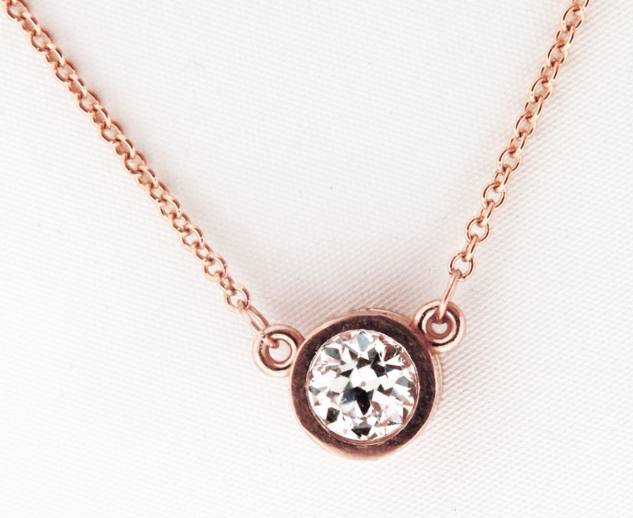 14kt Yellow Gold Bezel Set .50ct Diamond Solitaire Necklace