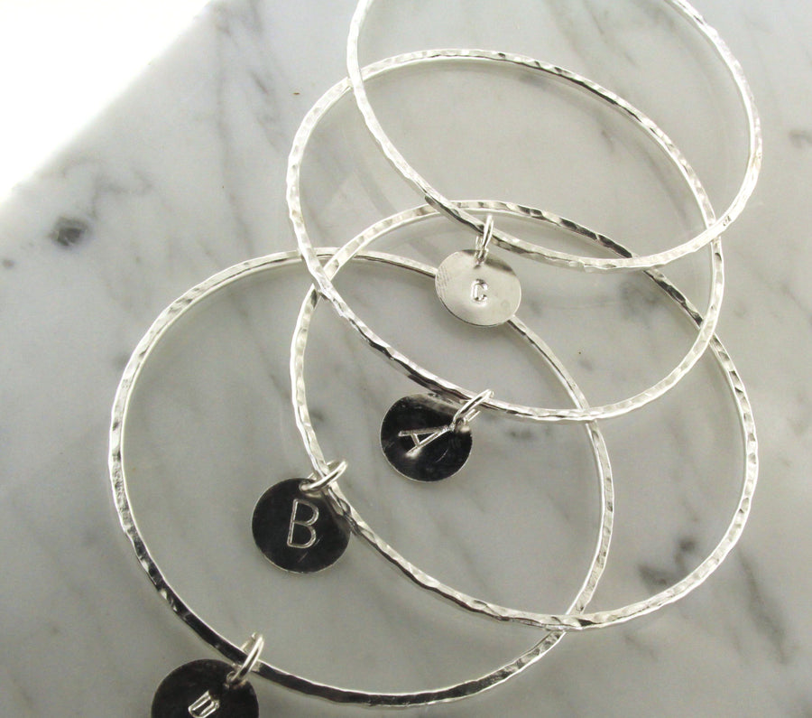 Sterling Silver Monogram Bangle Bracelet