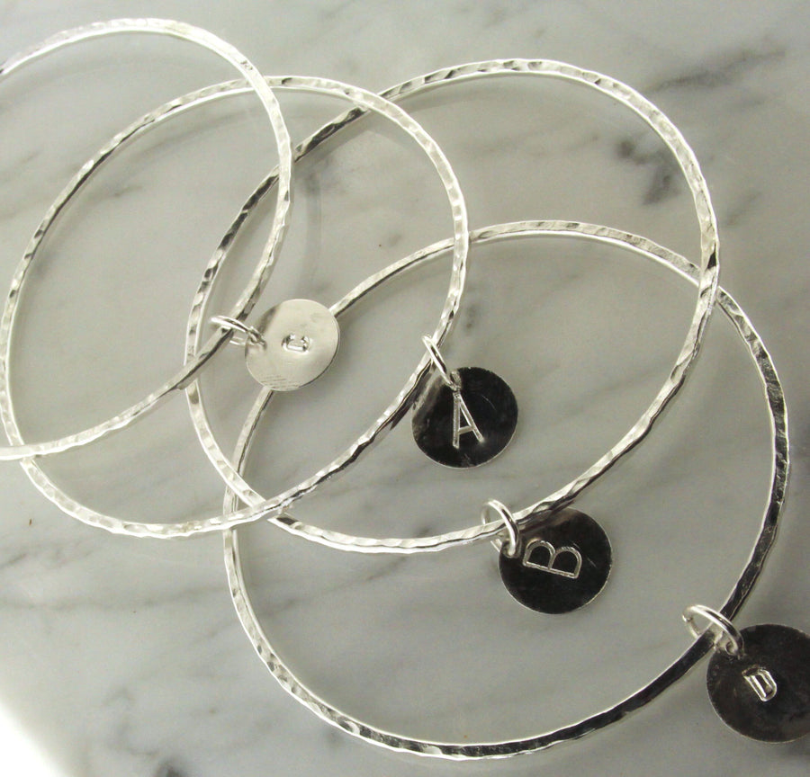 Sterling Silver Monogram Bangle Bracelet