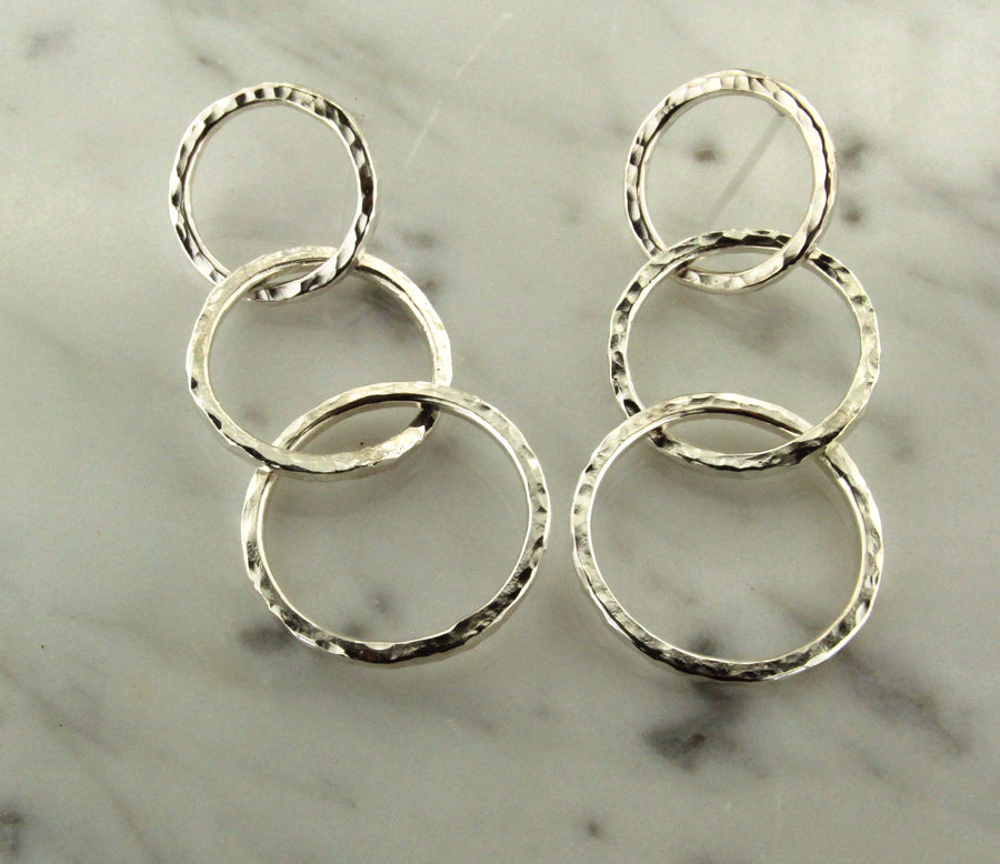 Solid Sterling Silver Hammered Dangle Earrings