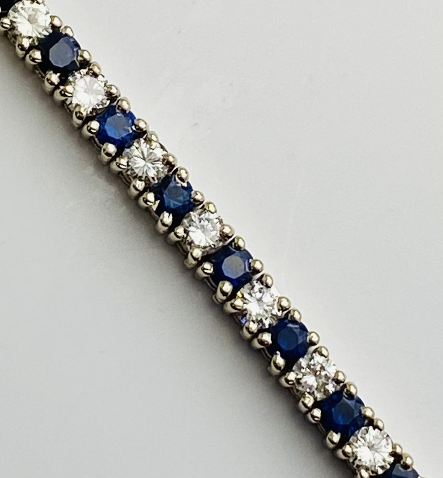 14kt White Gold 4.5ctw Diamond & 6.17ctw Sapphire Tennis Bracelet