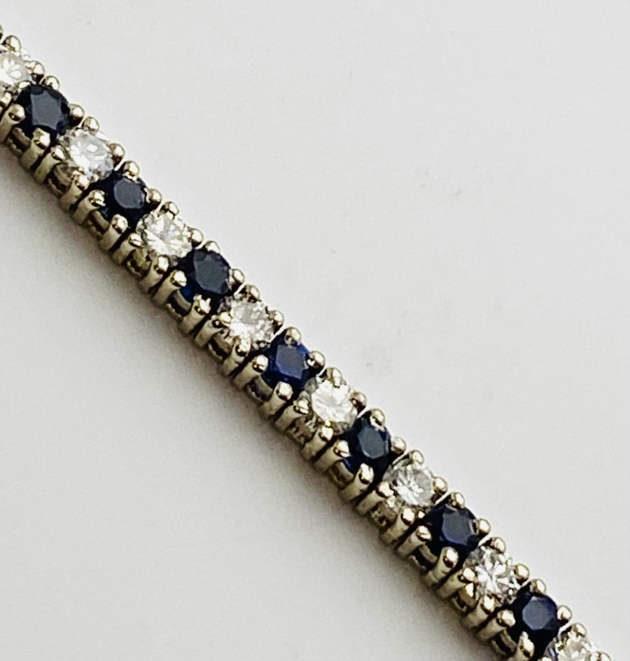 14kt White Gold 4.5ctw Diamond & 6.17ctw Sapphire Tennis Bracelet