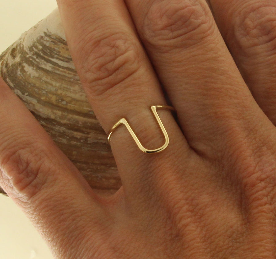 U Turn Solid 14kt Yellow Gold Ring