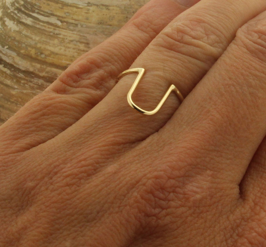 U Turn Solid 14kt Yellow Gold Ring